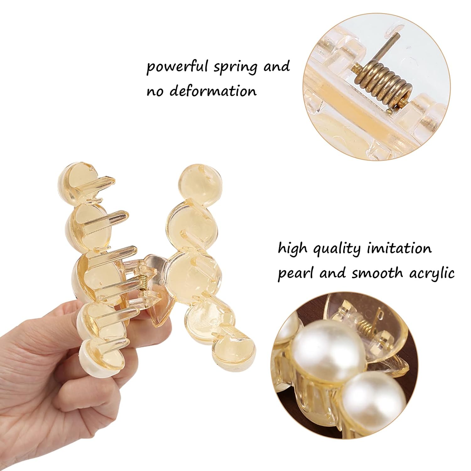 4 PCS Large Pearl Hair Claw Clips Set