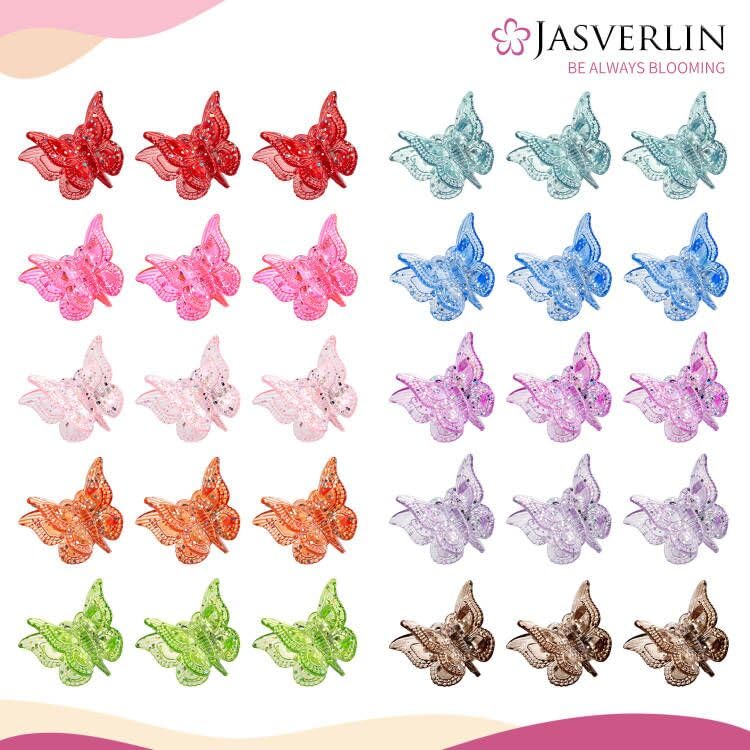 Glitter Butterfly Hair Clips - 50 Pcs Set