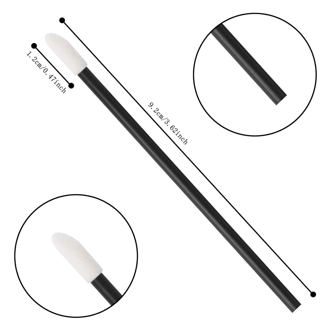 500PCS Disposable Lip Wands – Lint Brushes, Black