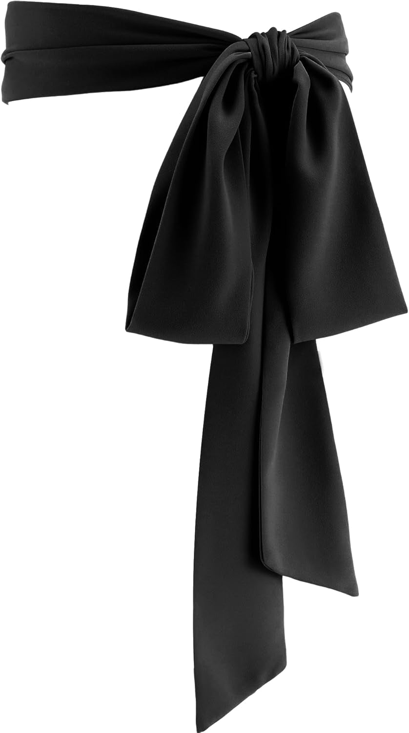 Women’s Chiffon Dress Sash Belt – 3&quot; Wide Bridal Waist Accessory