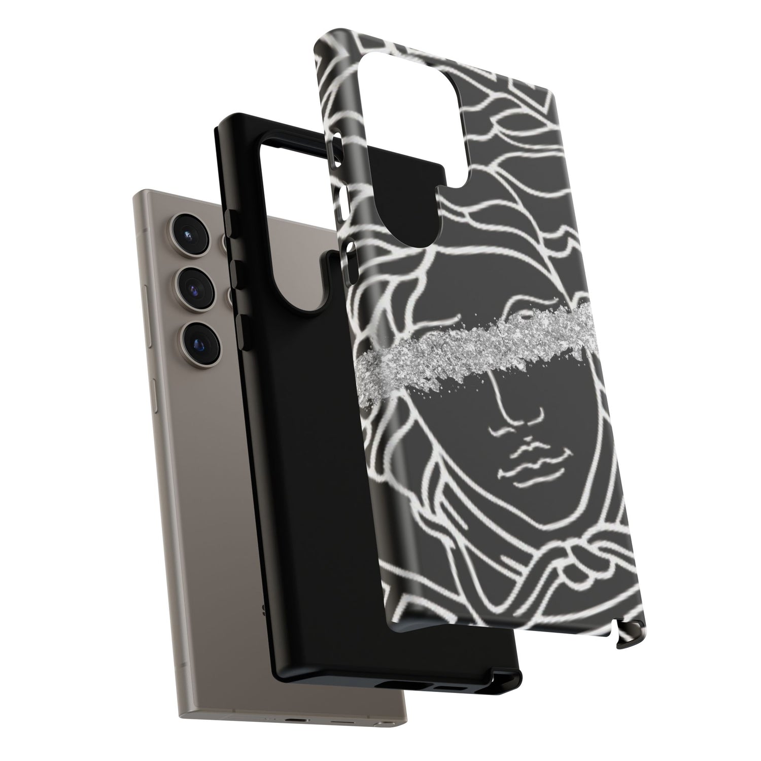 Luxury Medusa Head Tough Black and Silver Phone Case