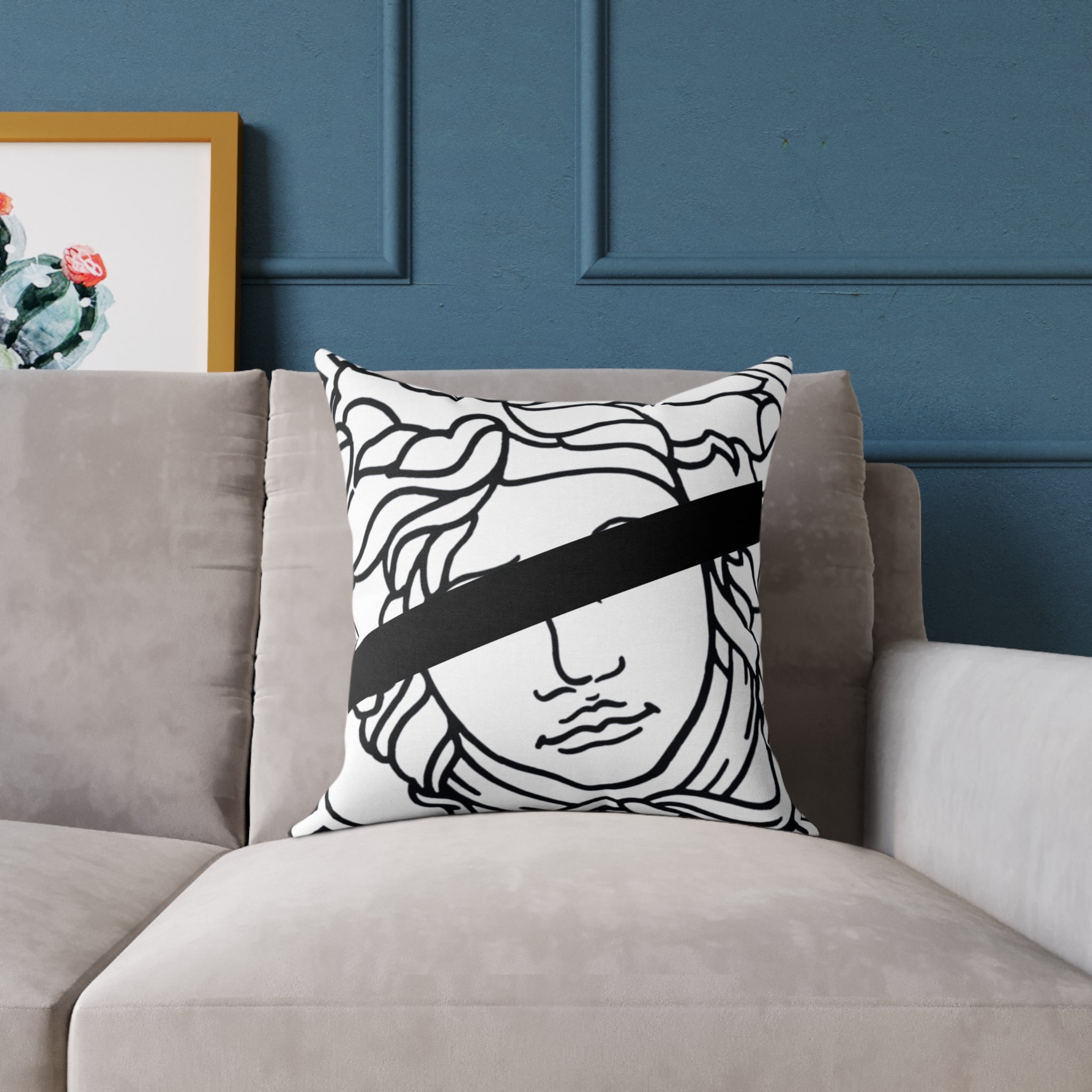 Medusa Head Luxury White Pillow, Square Cushion Cover for Home Decor, Living Room Accent, Bedroom Pillow Case, Bed Throw Cushion, Couch Sofa