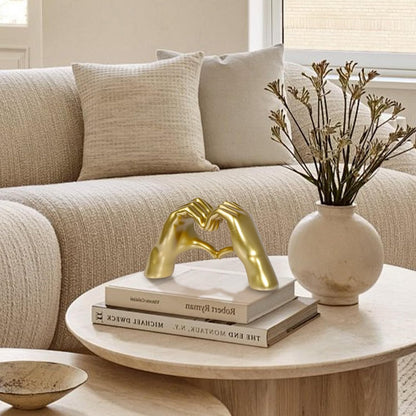 Gold Heart Hands Sculpture Room Decor