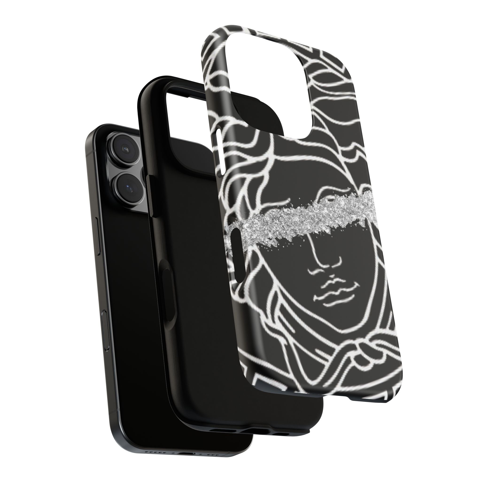 Luxury Medusa Head Tough Black and Silver Phone Case