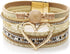Multilayer Leather Wrap Bracelet Heart