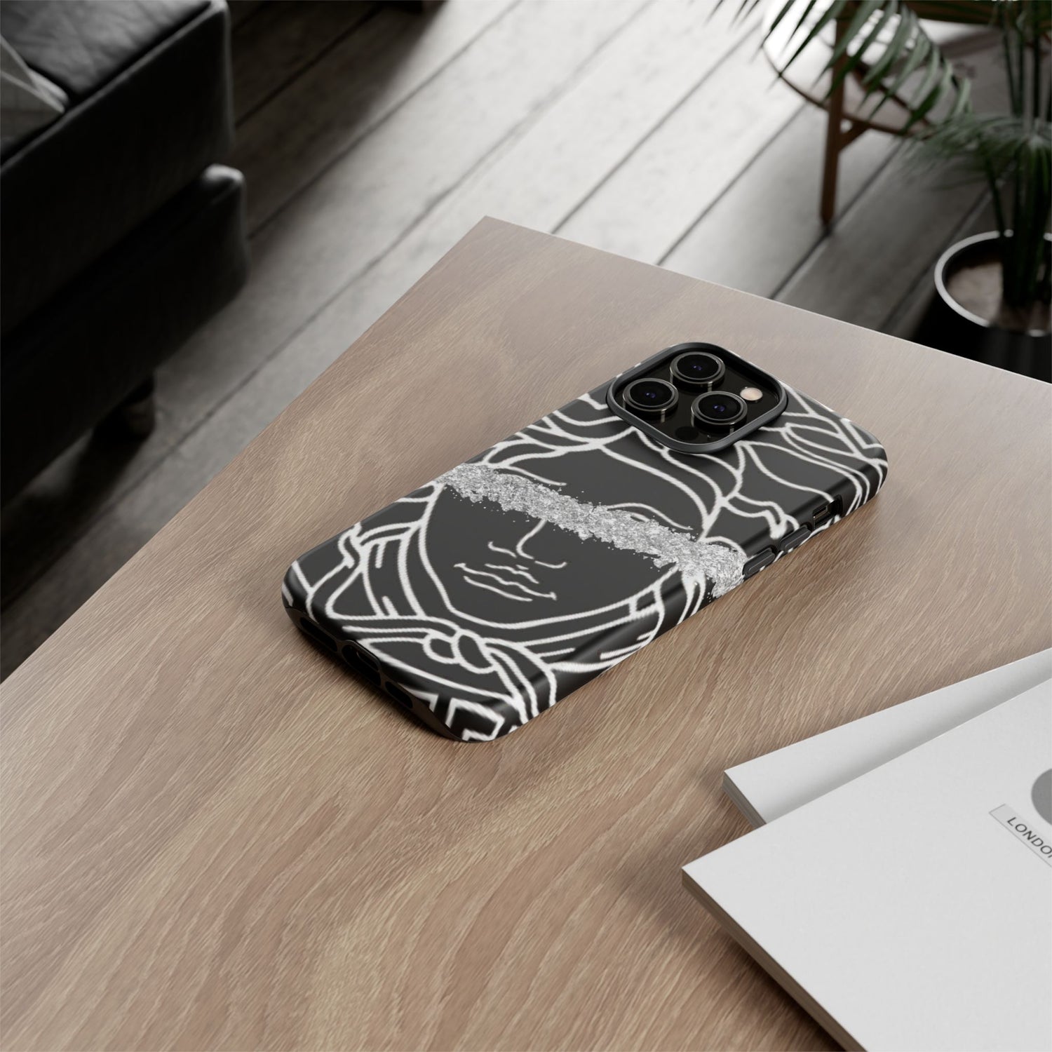 Luxury Medusa Head Tough Black and Silver Phone Case