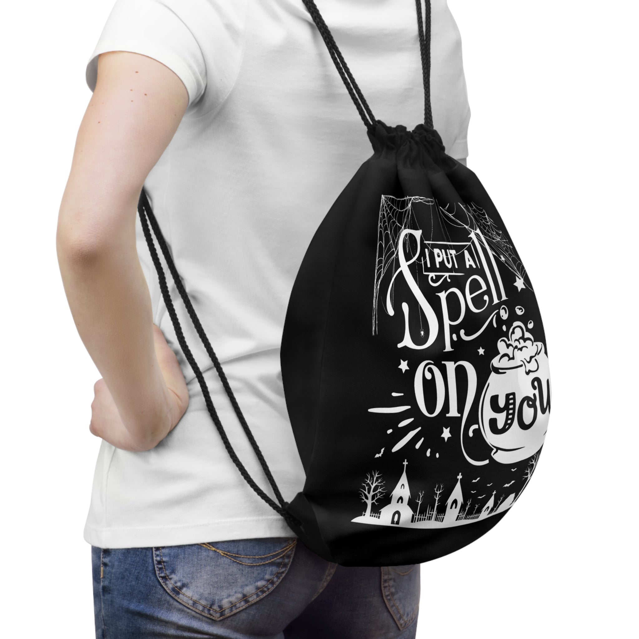 I Put a Spell on You Halloween Drawstring Bag - Spooky Stylish Backpack - Perfect Fall Accessory