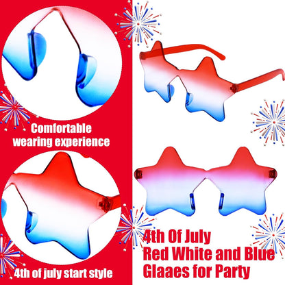 4th of July Red White Blue USA Flag Glasses