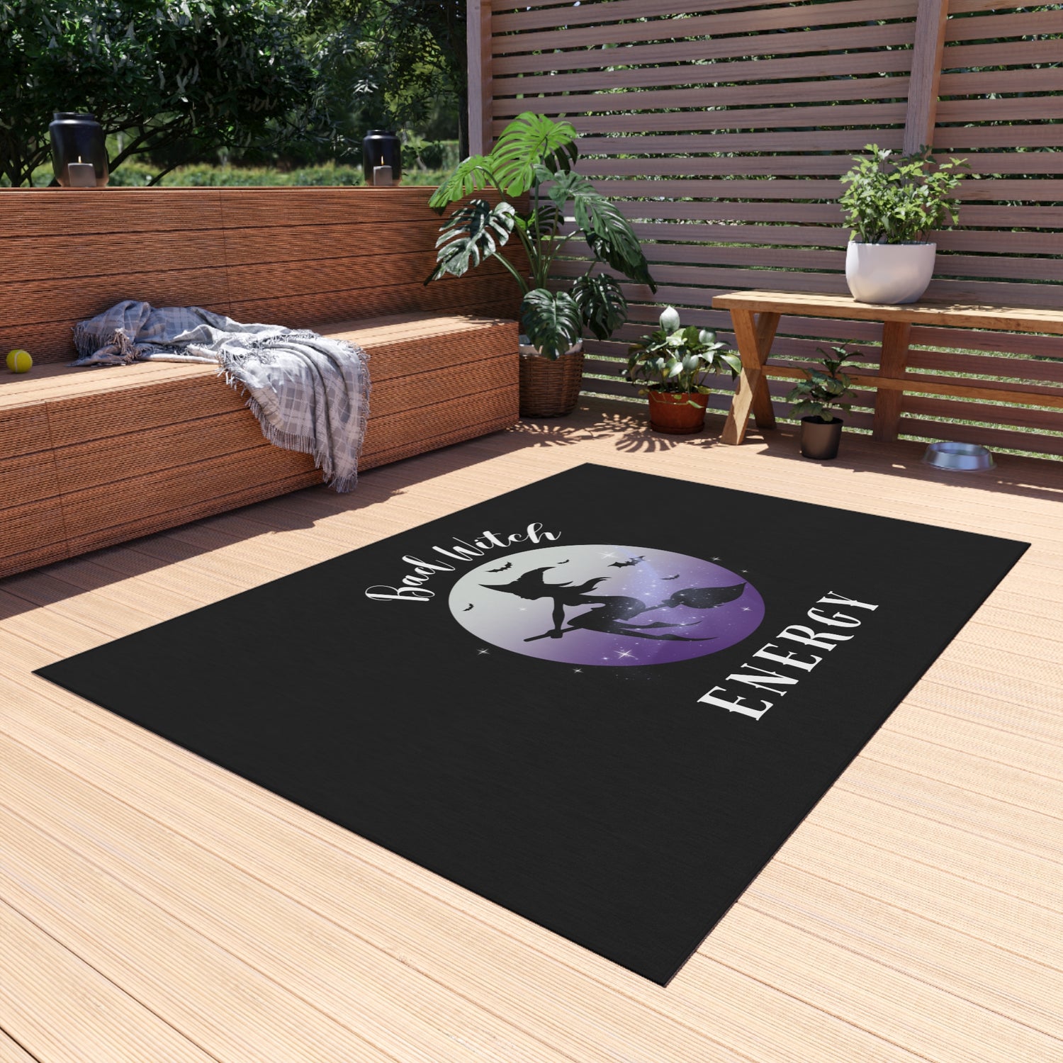 Bad Witch Energy Outdoor Rug | Trendy Spooky Season Decor for Witchy Vibes