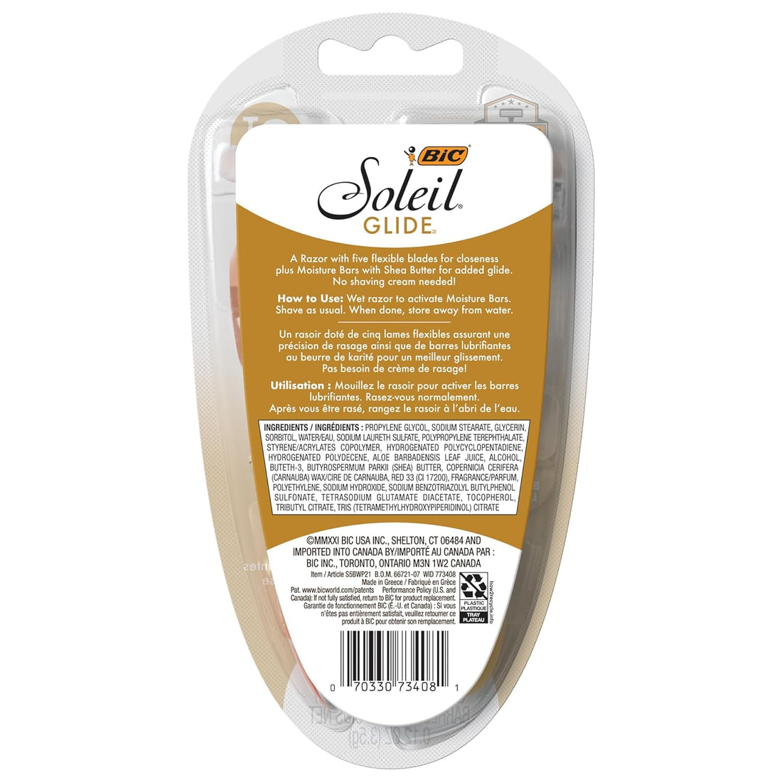 Soleil Glide 5-Blade Razors for Women – 2 Pack with Shea Butter