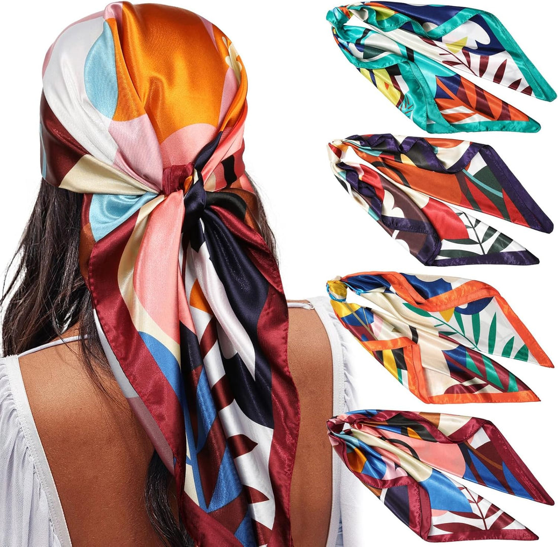 4PCS 35” Satin Large Square Head Scarves
