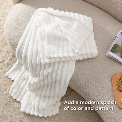 White Fleece Throw Blanket for Couch