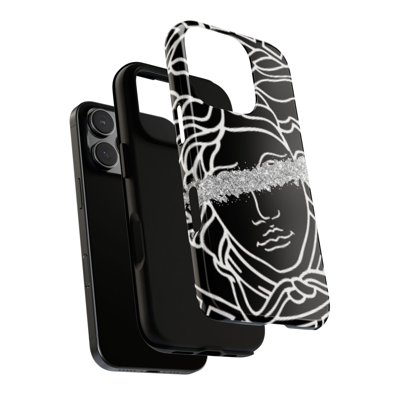 Luxury Medusa Head Tough Black and Silver Phone Case