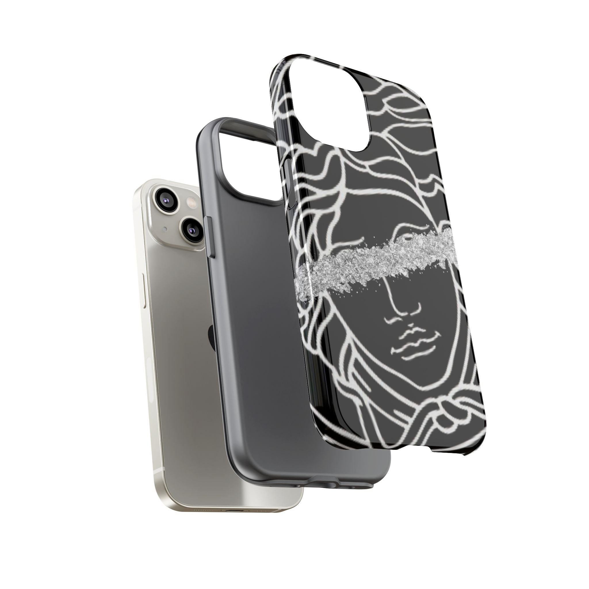 Luxury Medusa Head Tough Black and Silver Phone Case