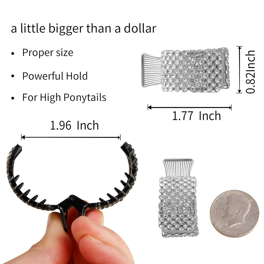 3 Pack Rhinestone Small Hair Claw Clips