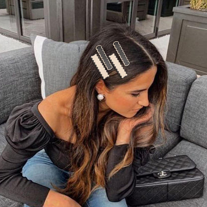 16PCS No Bend Hair Clips – Checker &amp; Black White