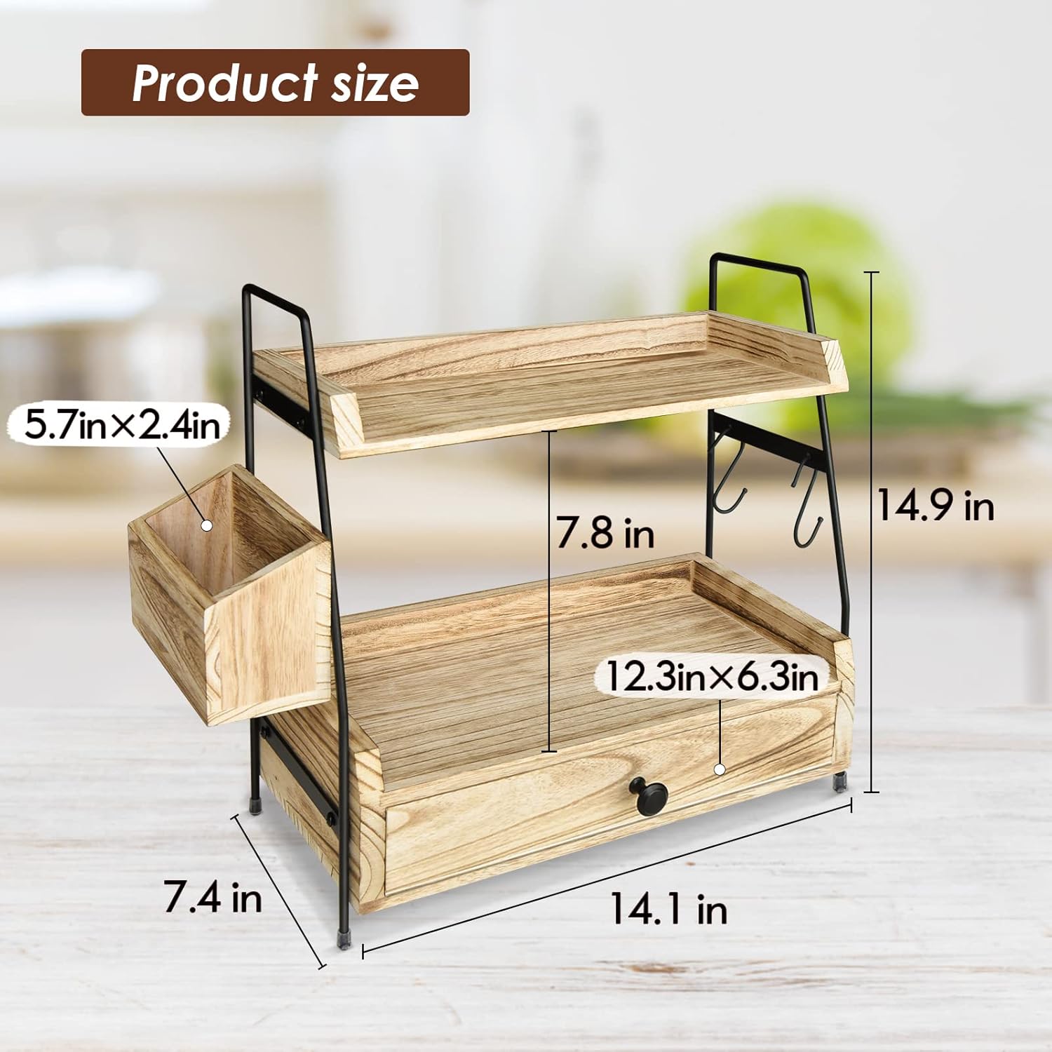 Coffee Bar Accessories and Organizer Countertop, Coffee Station Organizer Kitchen Counter Shelf Organizer,Coffee Condiment Storage,Cup Lid Holder Countertop Shelf for Bathroom