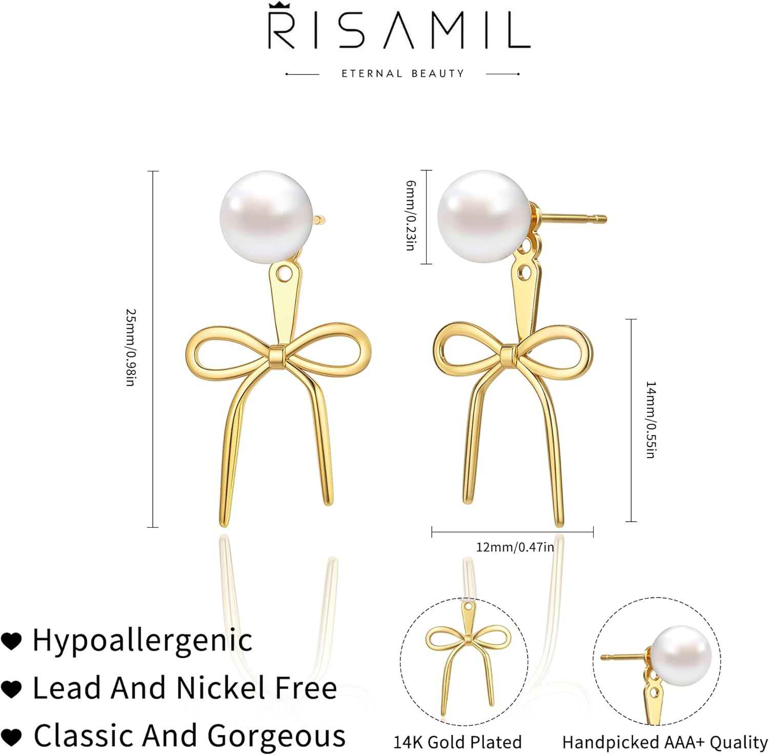 Gold Pearl Hoop Earrings for Women Trendy