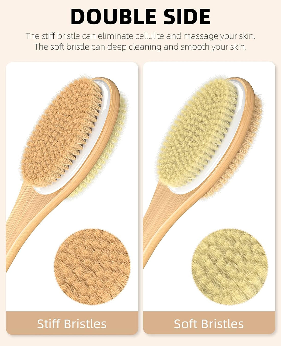 Dual-Sided Shower Brush – Soft &amp; Stiff Bristles