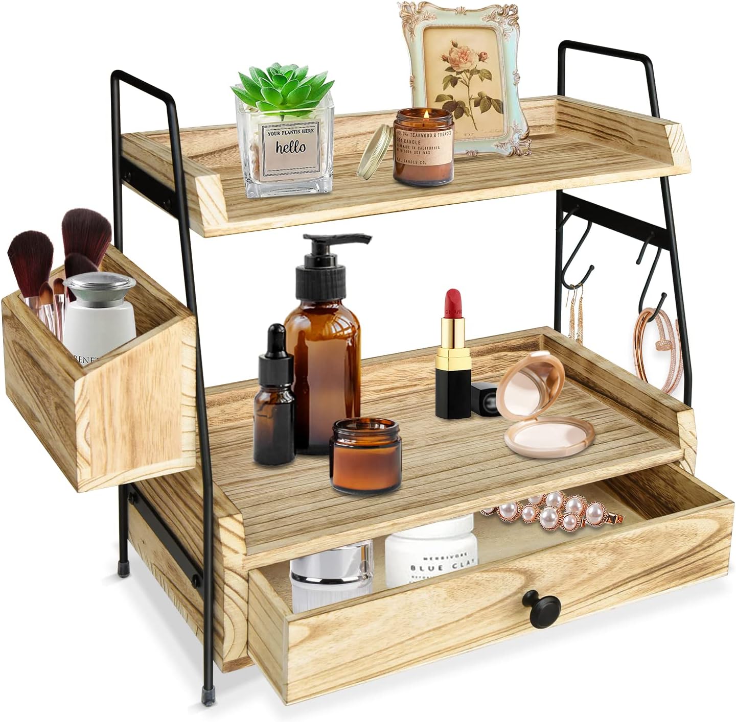 Coffee Bar Accessories and Organizer Countertop, Coffee Station Organizer Kitchen Counter Shelf Organizer,Coffee Condiment Storage,Cup Lid Holder Countertop Shelf for Bathroom