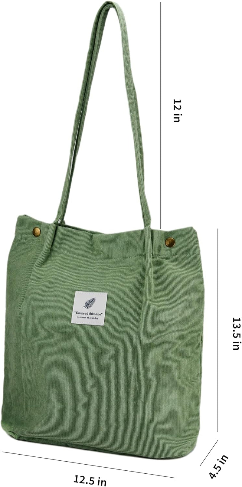 Cute Corduroy Tote Bag for Women – Work, Travel &amp; Grocery Shoulder Bag