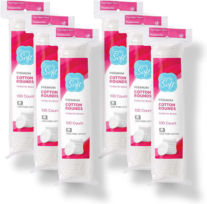 Simply Soft Premium Cotton Rounds – 600Ct, 100%