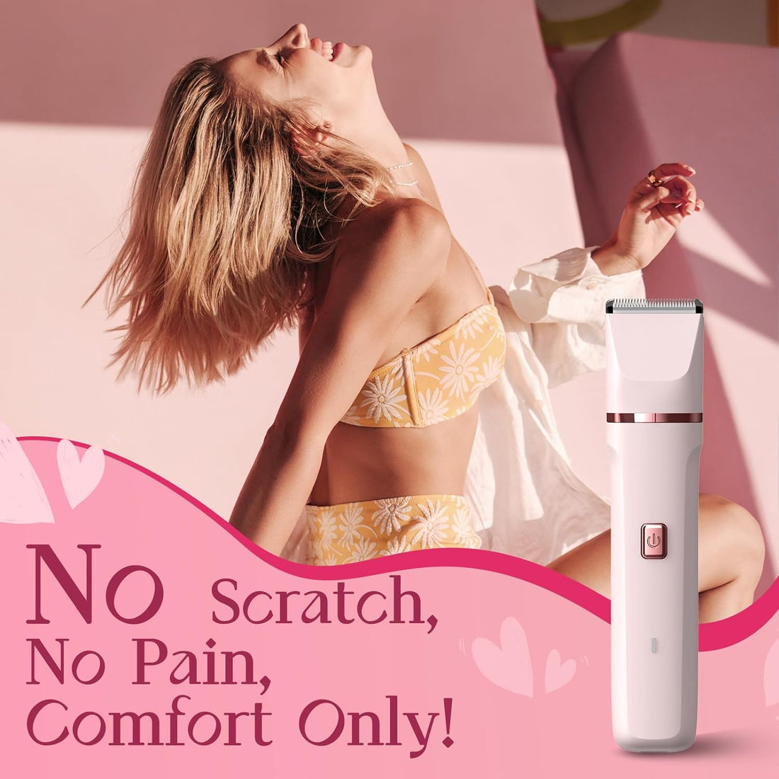 Bikini Trimmer  Women – Waterproof, Painless, Pink