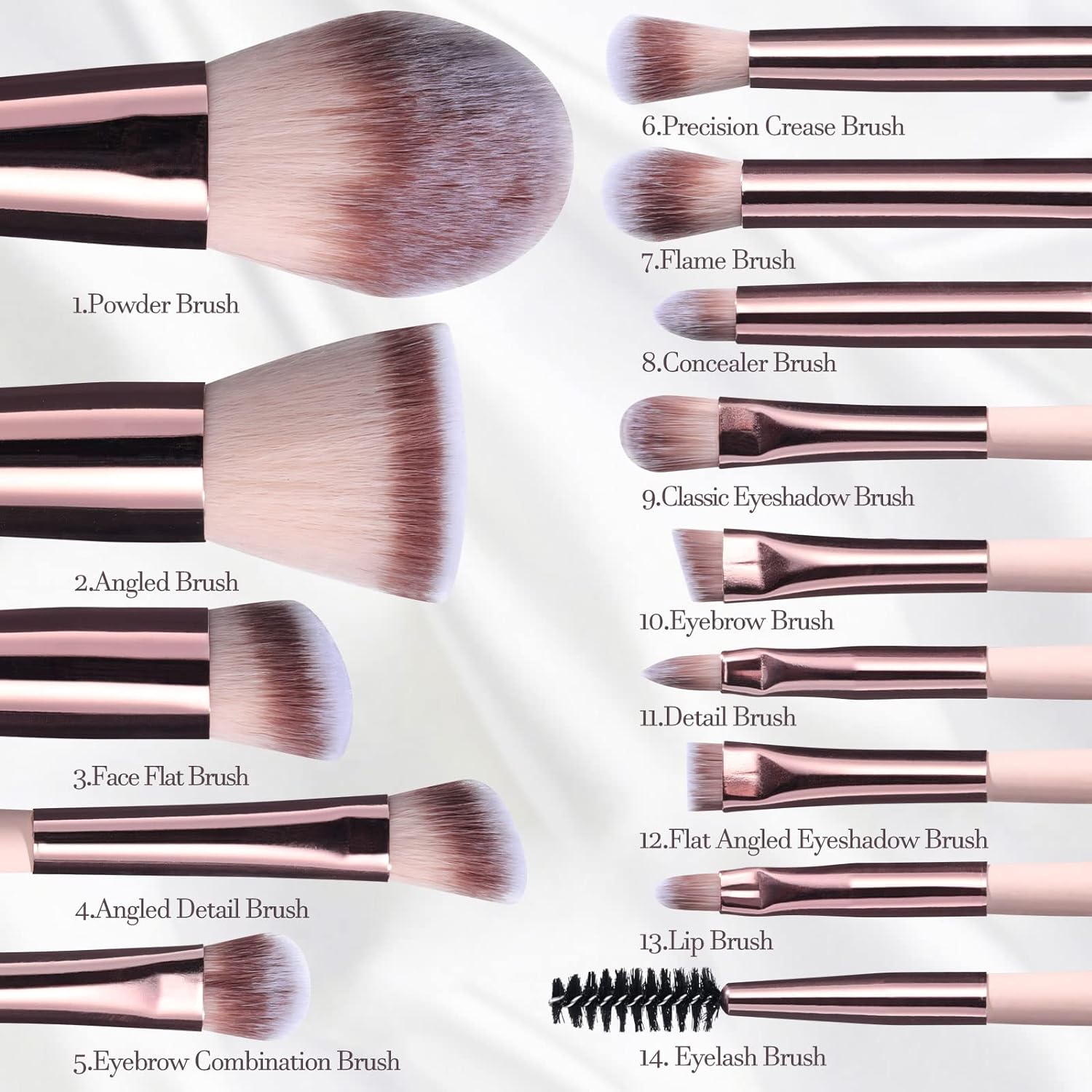 14Pcs Mini Makeup Brush Set – w/ LED Mirror, Pink