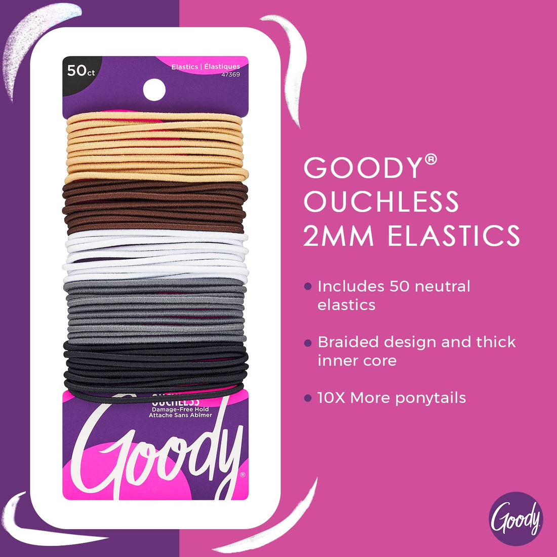 Ouchless Elastic Hair Ties - 50 Ct Neutrals