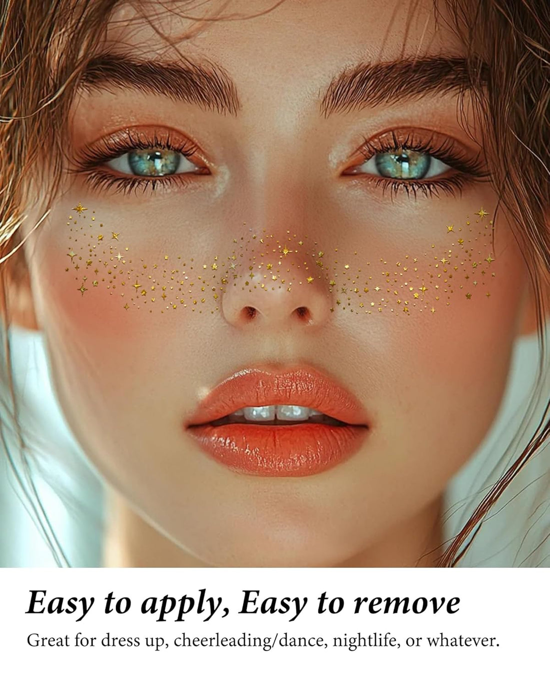 Gold Glitter Freckles Temporary Face Tattoos 10