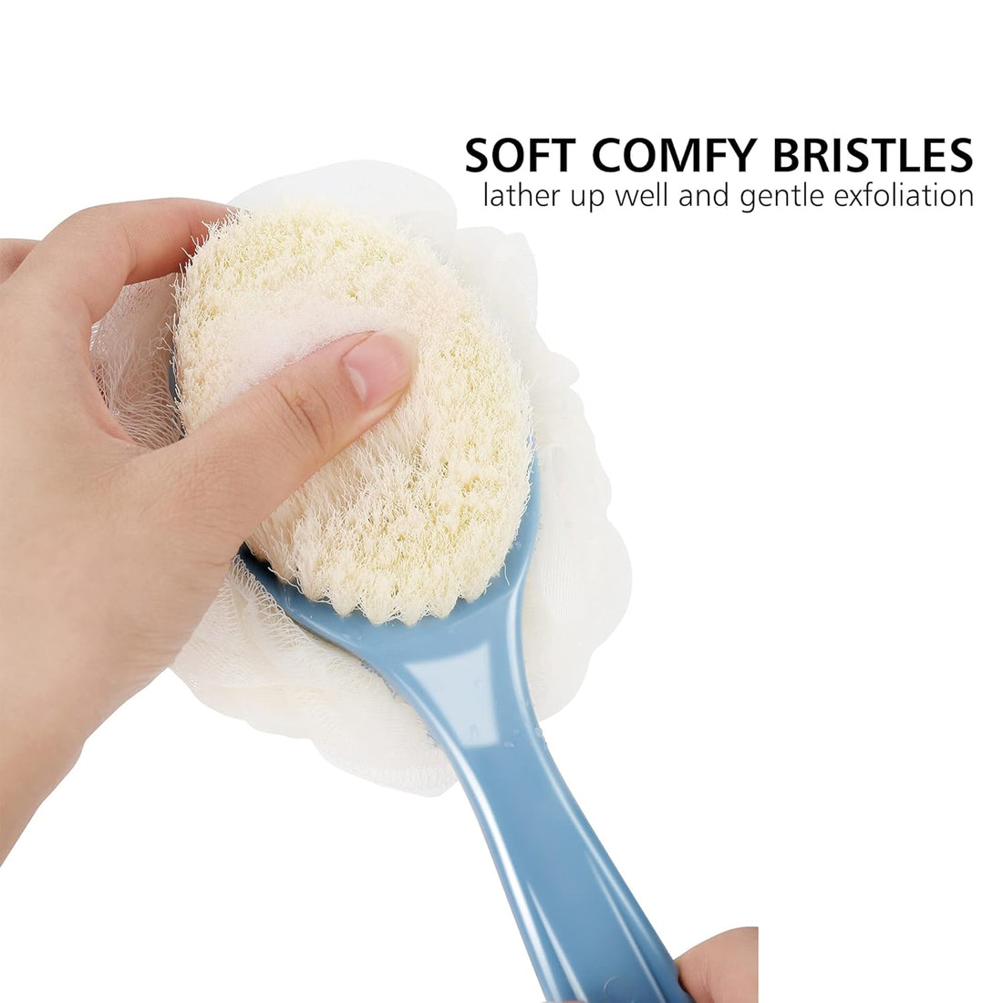 Shower Body Brush – Loofah &amp; Bristles, Back Scrubber