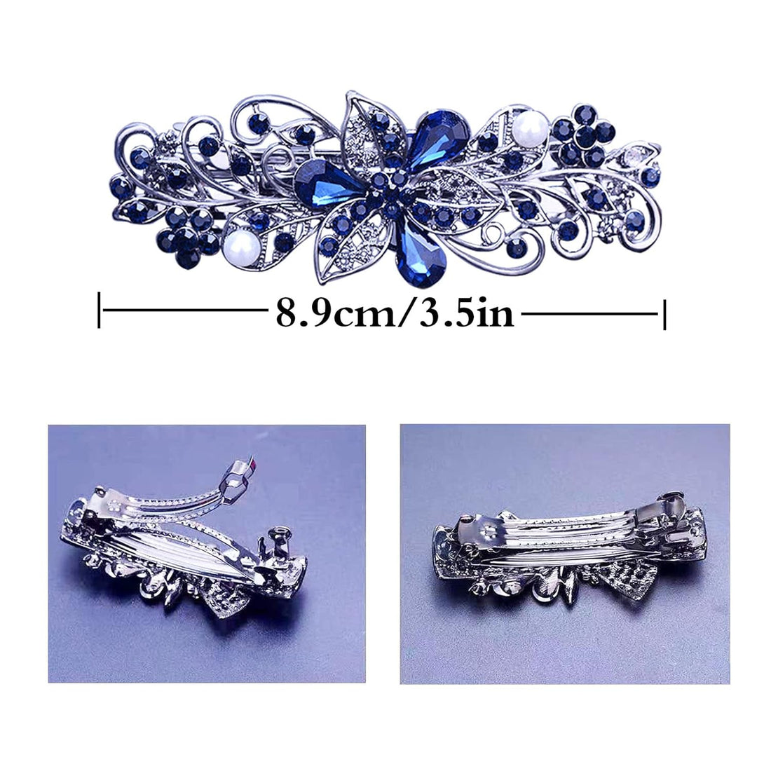 4 PCS Floral Crystal Pearl Hair Barrettes  Women