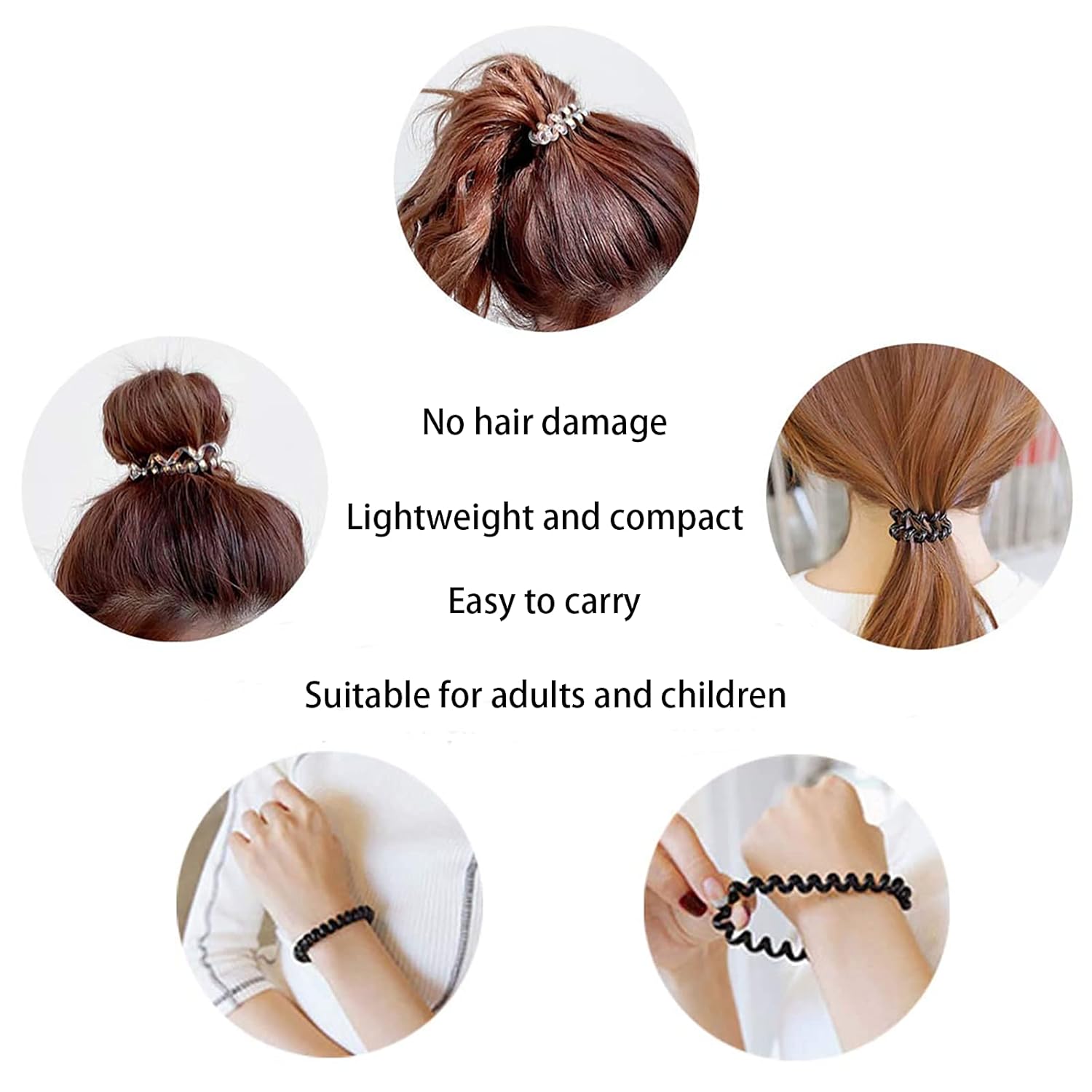 17 Pack Spiral Hair Ties No Crease
