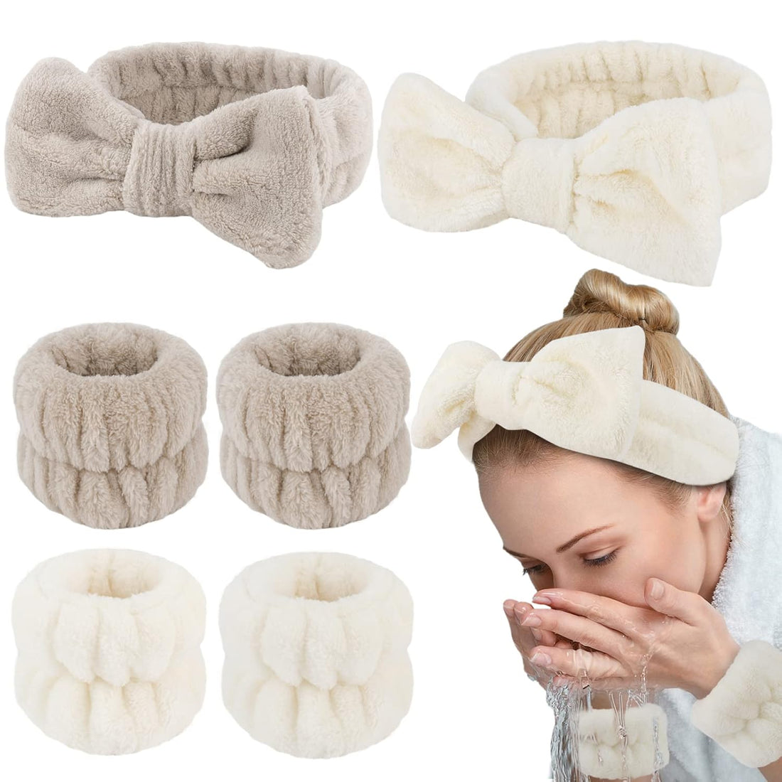 6PCS Spa Headband &amp; Wristband Set – Face Washing