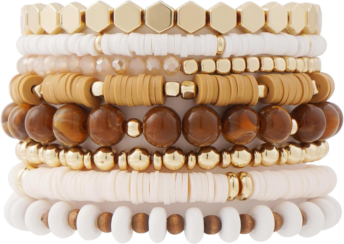 Surfer Heishi Clay Bead Stackable Bracelets