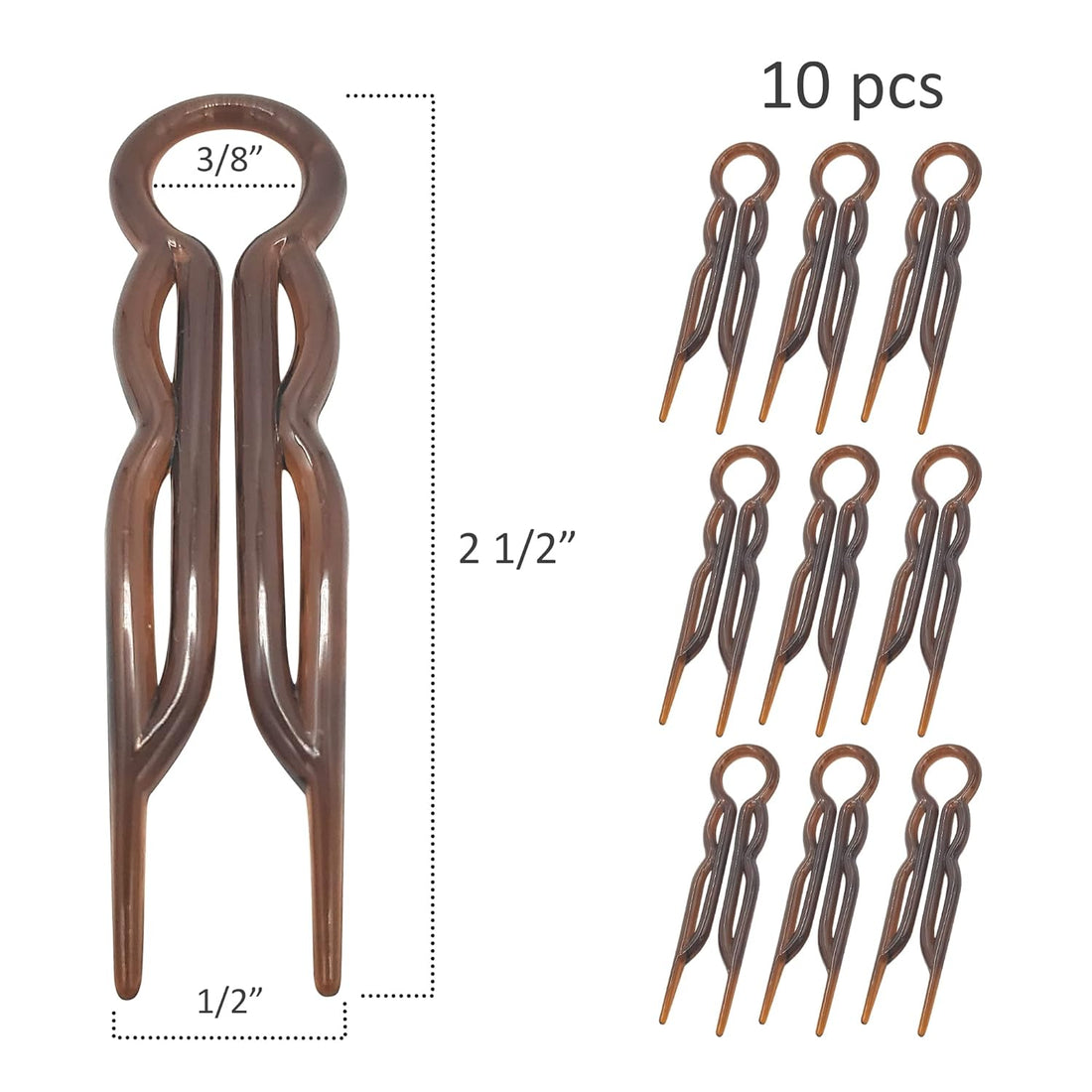 U-Shaped Hair Pins - 10 Pack Tortoise Shell