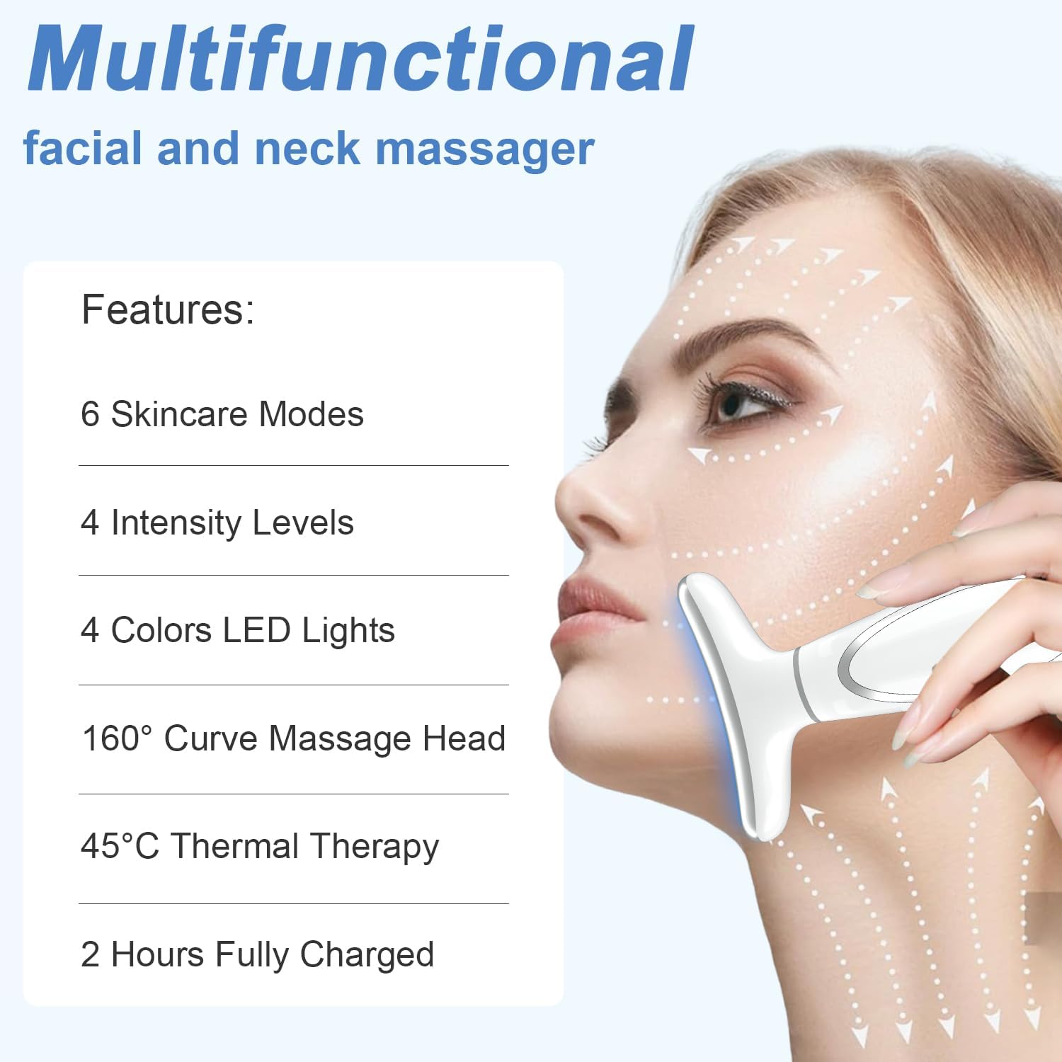 Red Light Therapy Face &amp; Neck Massager – White