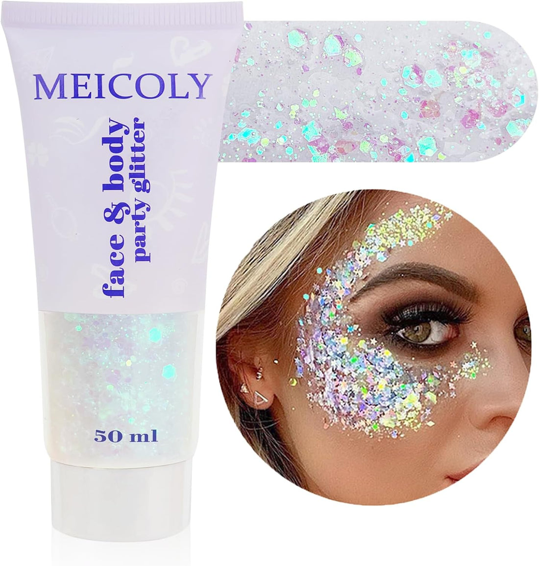 Clear White Body Glitter Gel for Festivals