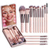14Pcs Mini Makeup Brush Set – w/ LED Mirror, Pink