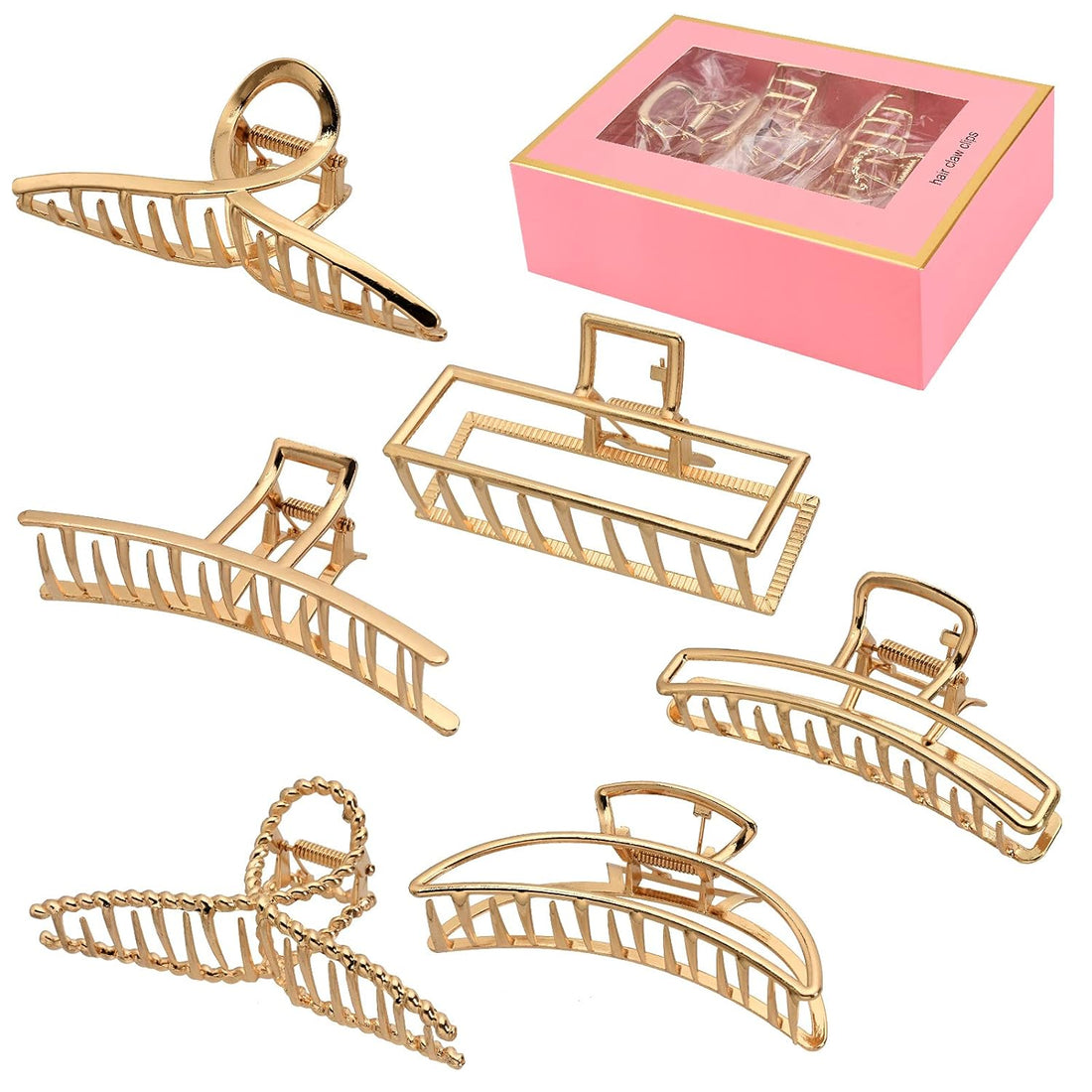 6 Pack Large Metal Hair Claw Clips - 4&quot;