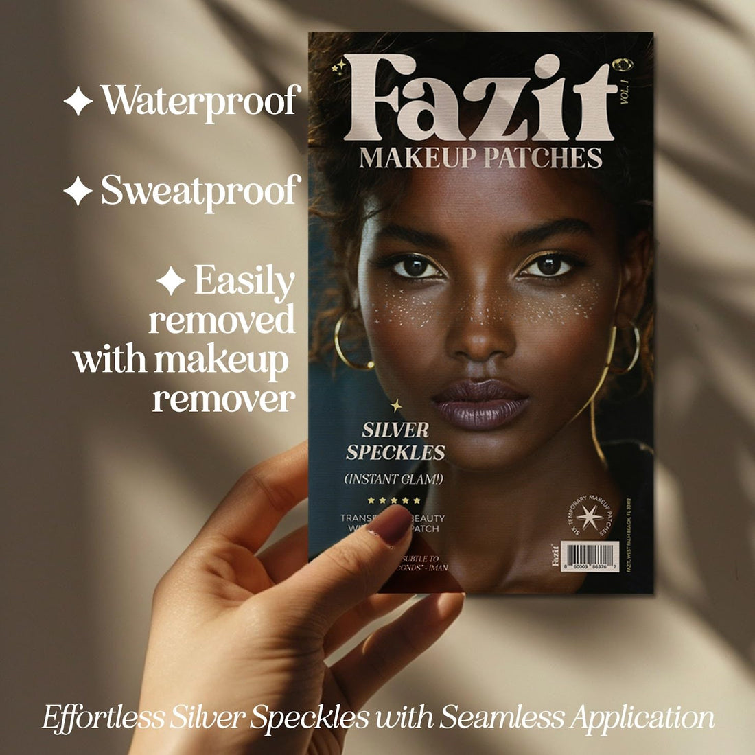 Silver Glitter Makeup Patches for Face – 6 Count