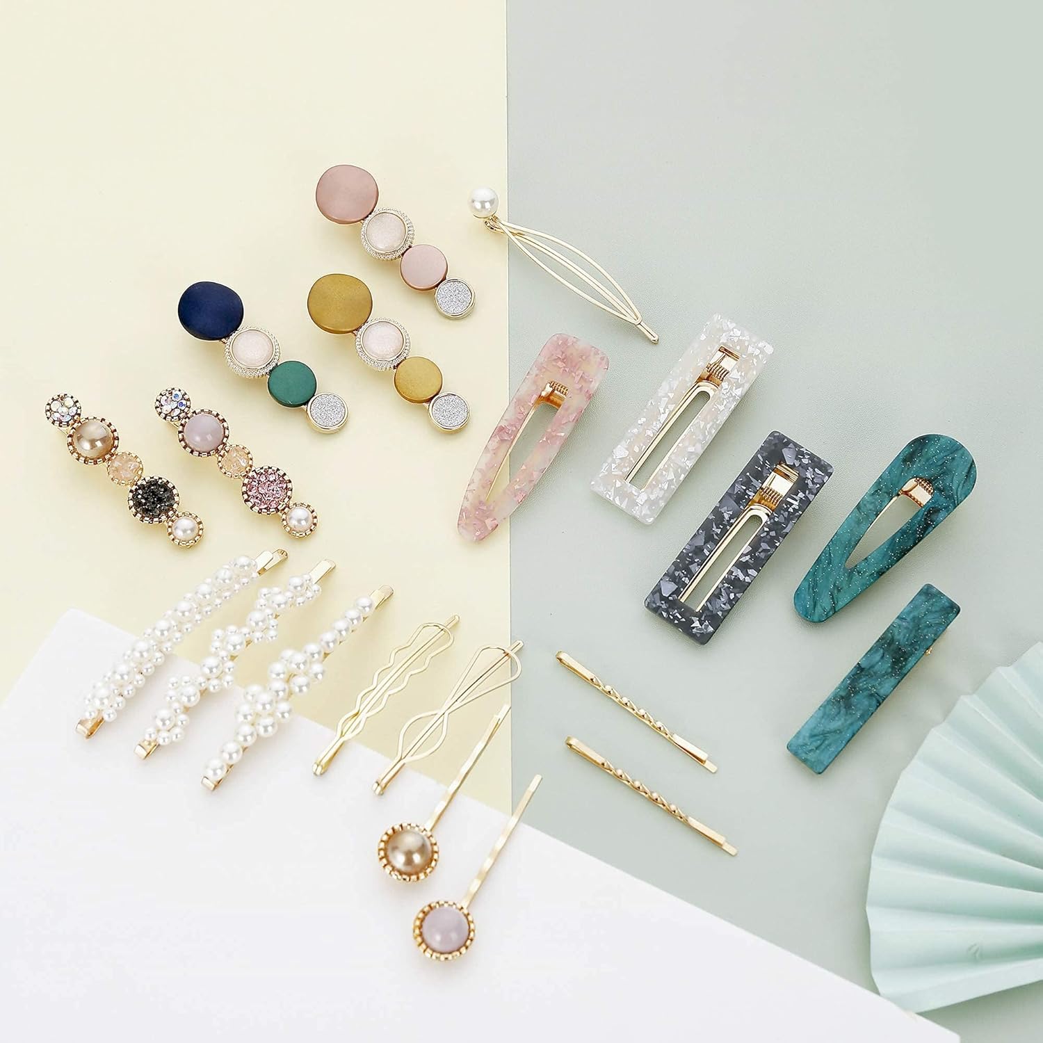 20 PCS Macaron Pearl Hair Clips Set