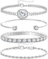 4 PCS Gold & Silver CZ Paperclip Bracelet Set