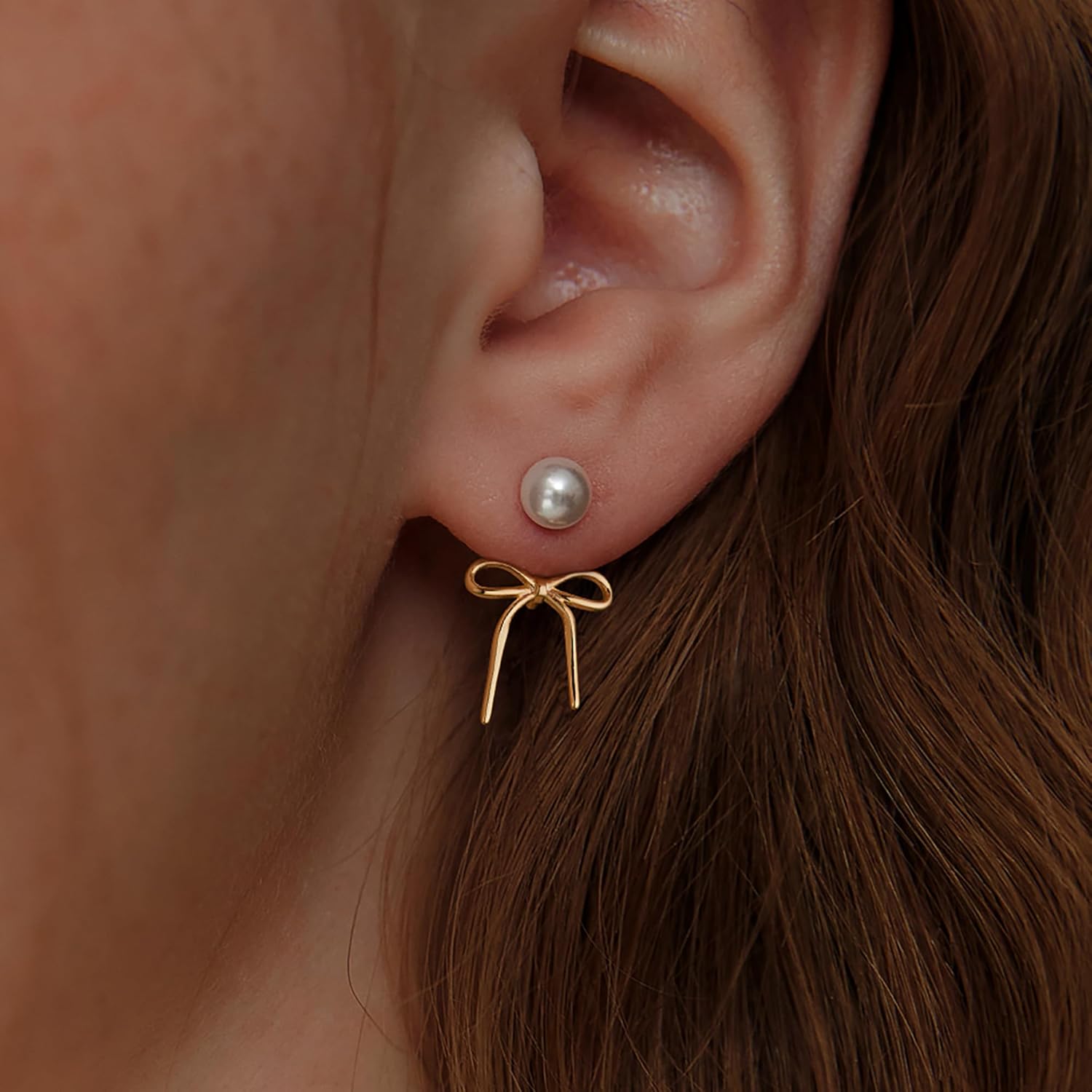 Gold Pearl Hoop Earrings for Women Trendy