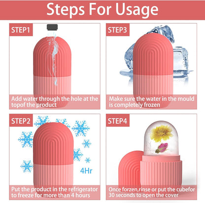 Ice Roller Massager – Face &amp; Eye De-Puffing, Pink