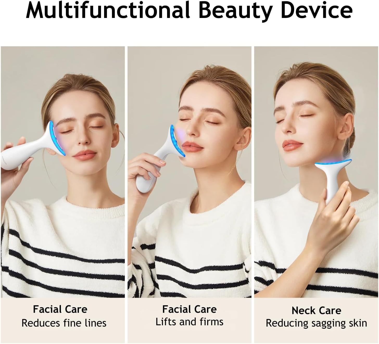 Facial &amp; Neck Massager – Lifting, Firming, White