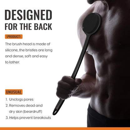 Silicone Back Scrubber – 17&quot; Body Brush for Men
