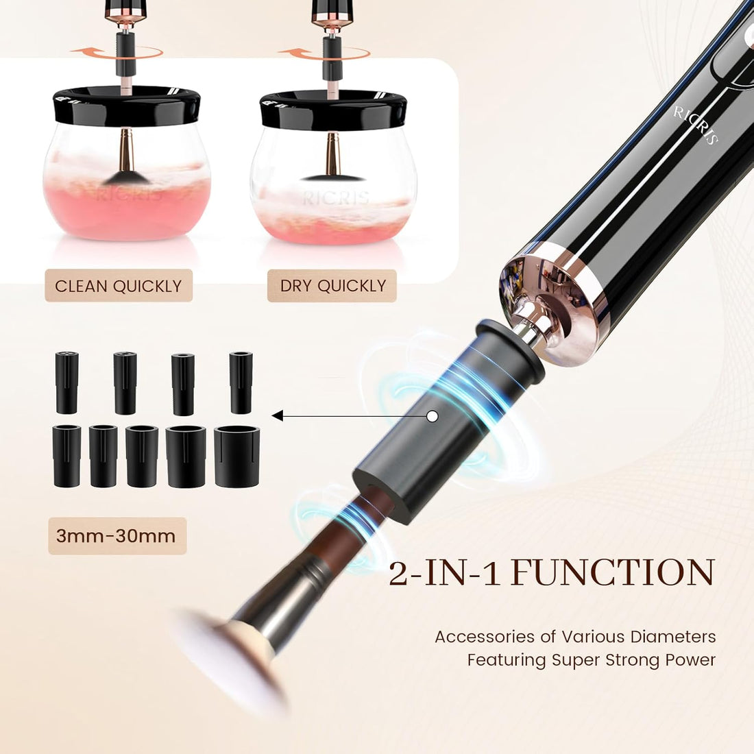 Electric Brush Cleaner &amp; Dryer – Auto Spin Wash Tool