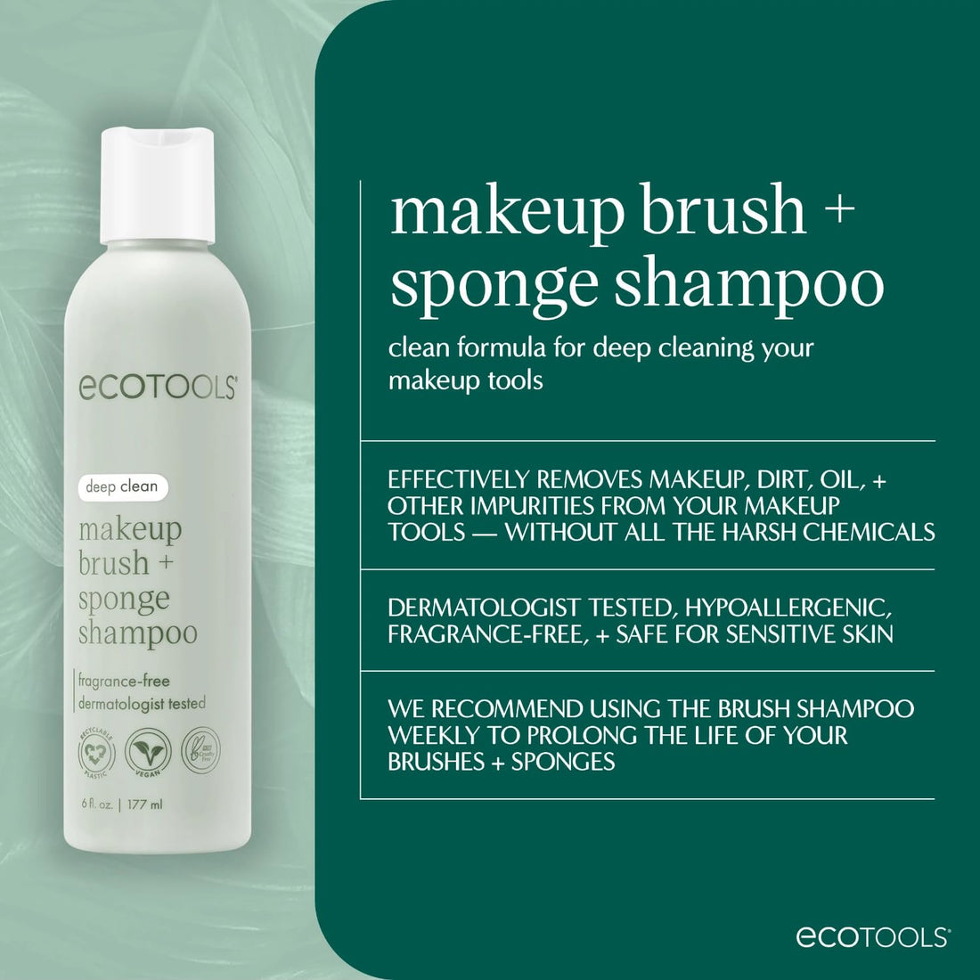 Makeup Brush Cleanser – 6oz, Fragrance-Free, Vegan