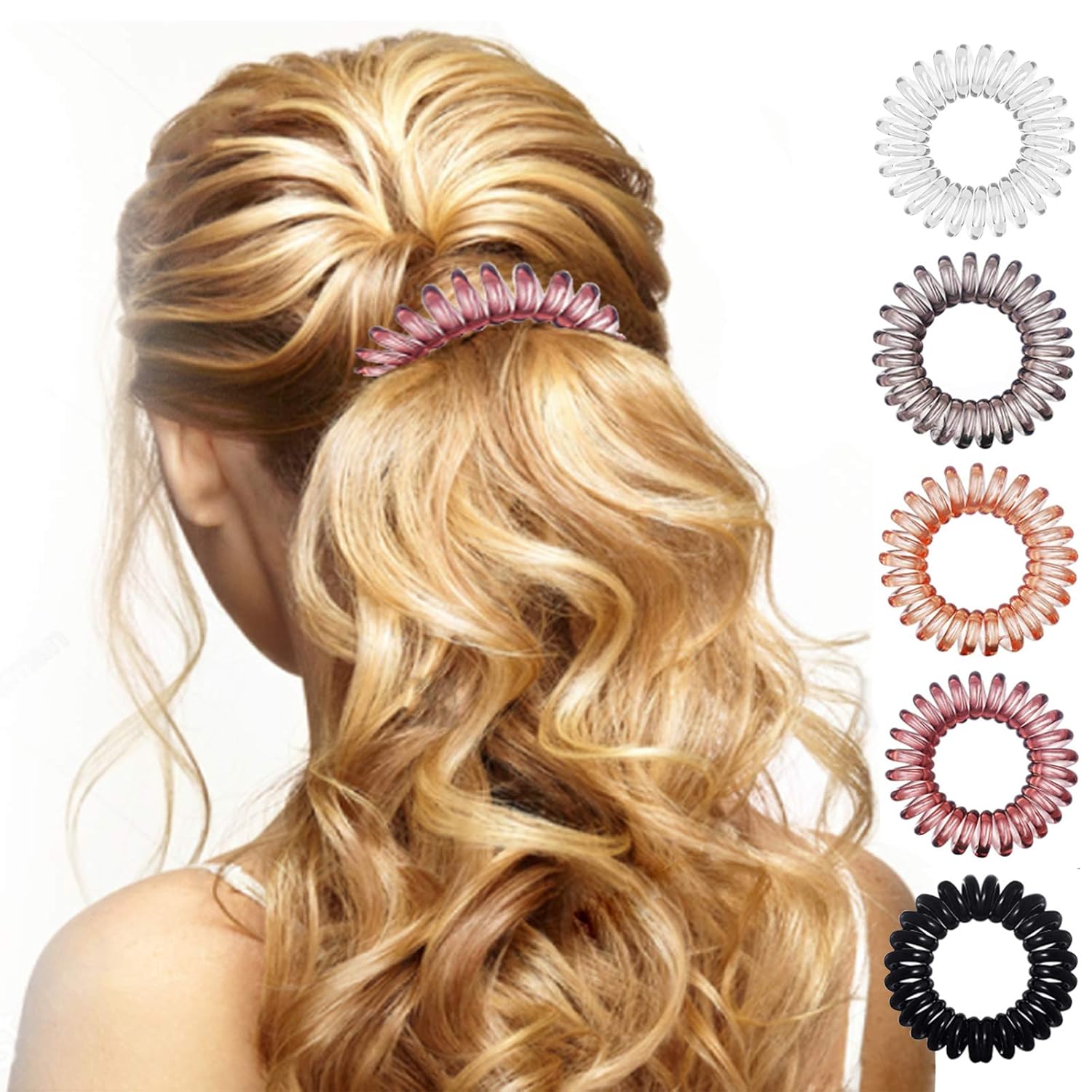 17 Pack Spiral Hair Ties No Crease
